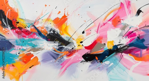 Vibrant Abstract Art Displaying Colorful Splashes and Dynamic Swirls