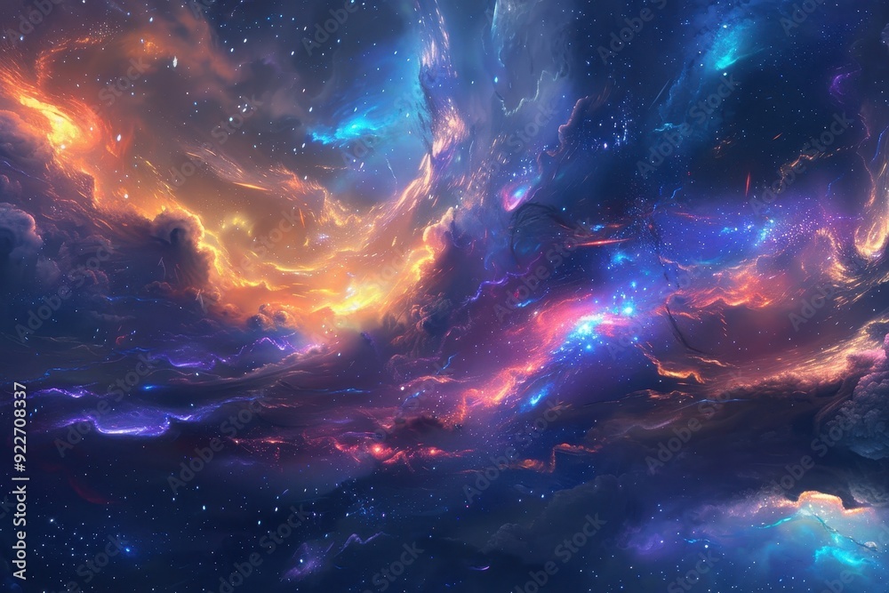 Fototapeta premium Colorful and vibrant space nebula with bright shining stars