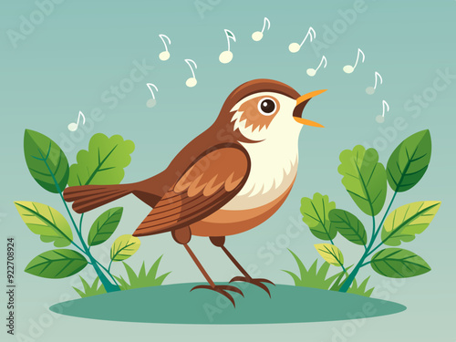Un petit rossignol chantant une chanson 