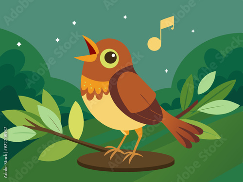 Un petit rossignol chantant une chanson 
