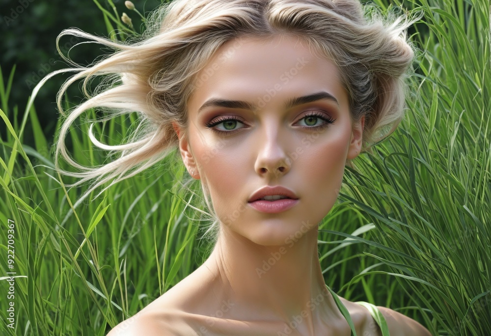 Nature Summer Hair Grass Green Fresh Woman Spring Beauty fantasy girl portrait Nature Summer Hair Grass Green Fresh Woman Spring Beauty fantasy girl portrait