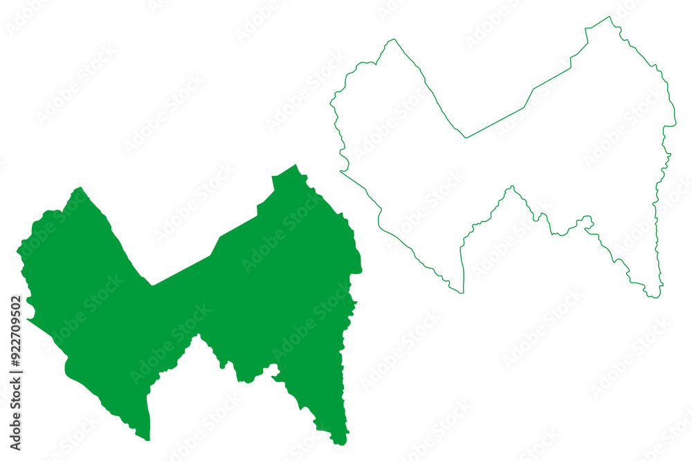 Abaira municipality (Bahia state, Municipalities of Brazil, Federative Republic of Brazil) map vector illustration, scribble sketch Abaira map