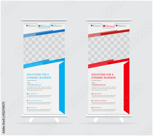 blue and red roll up template 