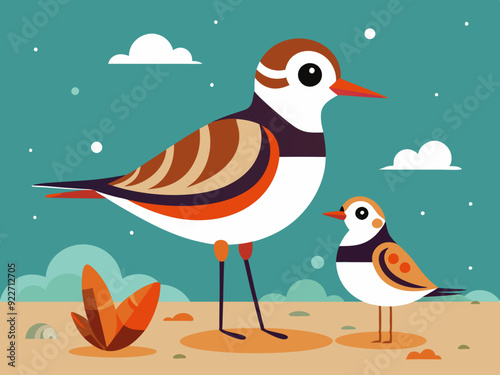 Oiseau Phalarope Turnstone Fond d’écran sans couture mignon