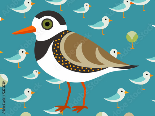 Oiseau Phalarope Turnstone Fond d’écran sans couture mignon