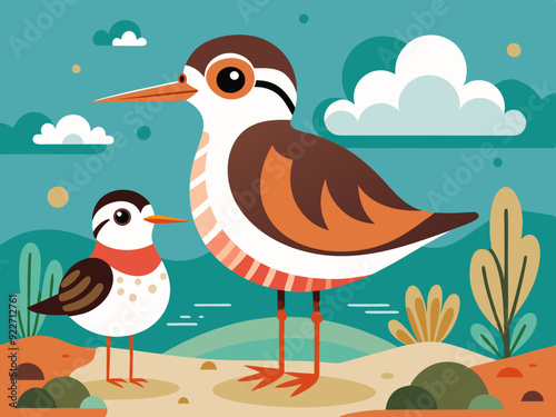 Oiseau Phalarope Turnstone Fond d’écran sans couture mignon