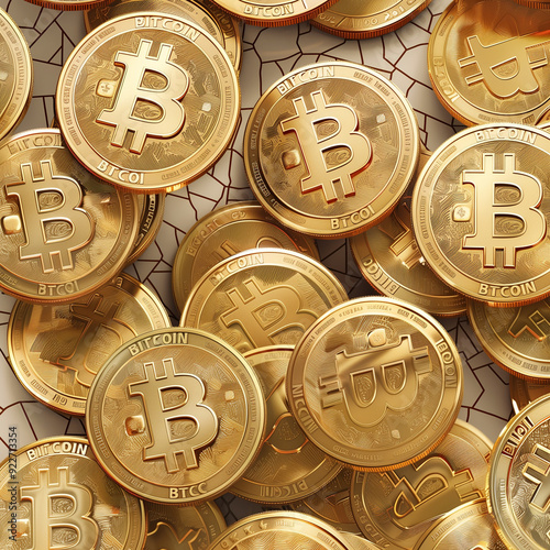 Pile of Bitcoin Cryptocurrency Coins