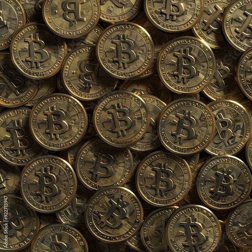 Pile of Bitcoin Cryptocurrency Coins