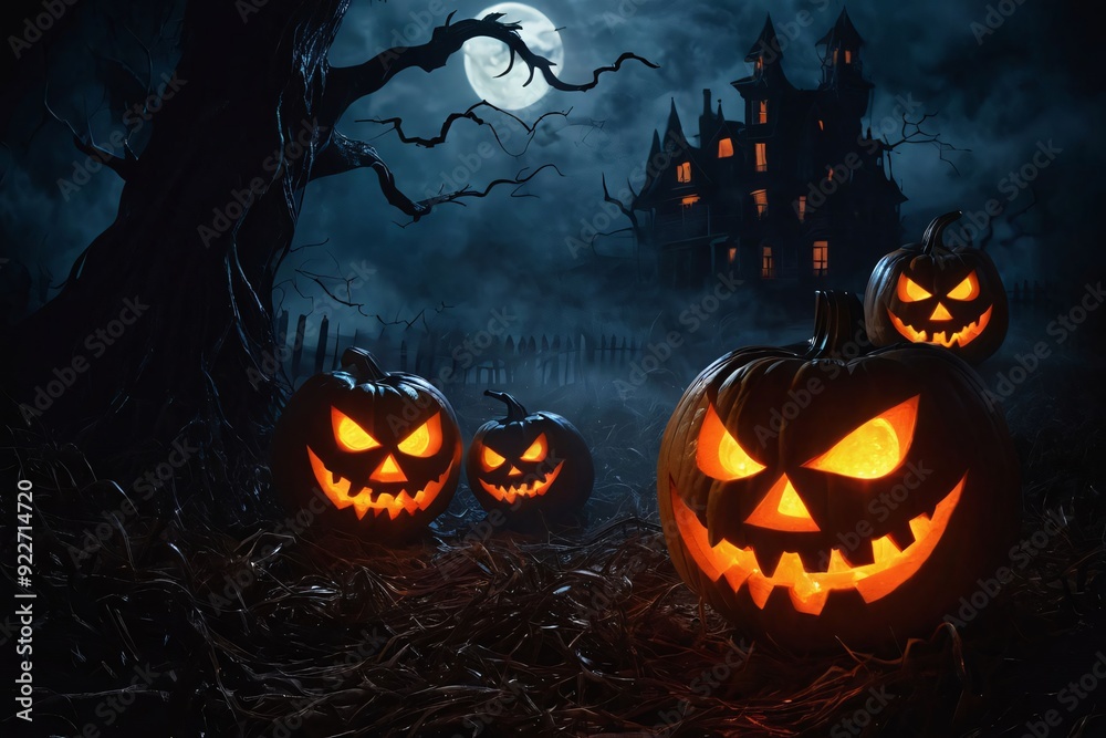 Halloween, jack-o'-lanterns, pumpkins, spooky, haunted house, full moon, bats, dark, eerie, creepy, scary, gothic, night, shadows, trees, branches, graveyard, tombstones, fog, mist, glowing eyes, Halloween, jack-o'-lanterns, pumpkins, spooky, haunted house, full moon, bats, dark, eerie, creepy, scary, gothic, night, shadows, trees, branches, graveyard, tombstones, fog, mist, glowing eyes,