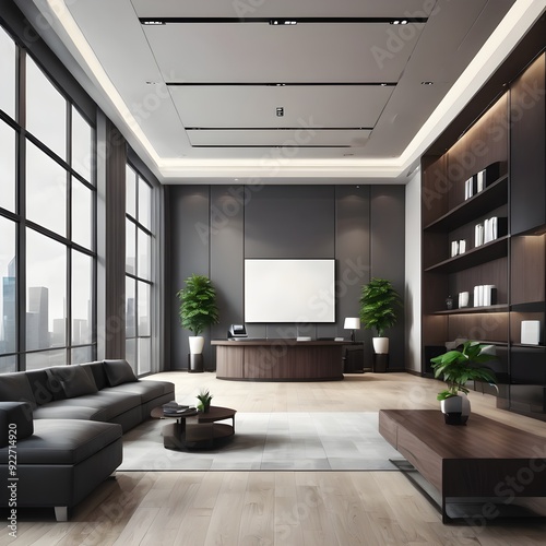 modern office room with a window