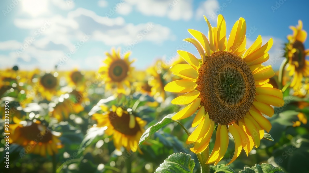 Beautiful sunflower field under a blue sky Beautiful sunflower field under a blue sky