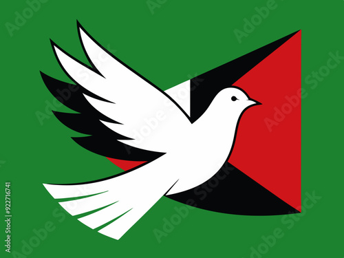 Colombe avec la couleur du drapeau de la Palestine