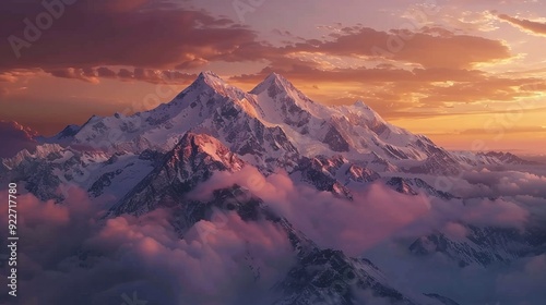 Majestic mountain landscape at sunset