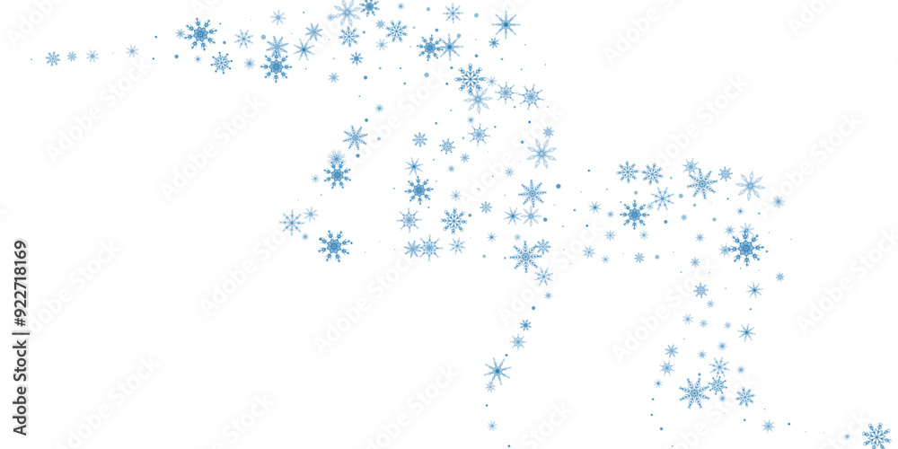 Snowflakes. Snow, snowfall. Falling scattered blue snowflakes on a white background. Vector Snowflakes. Snow, snowfall. Falling scattered blue snowflakes on a white background. Vector