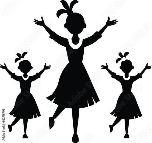 Ballet Dancers Silhouettes Vector Illustrations