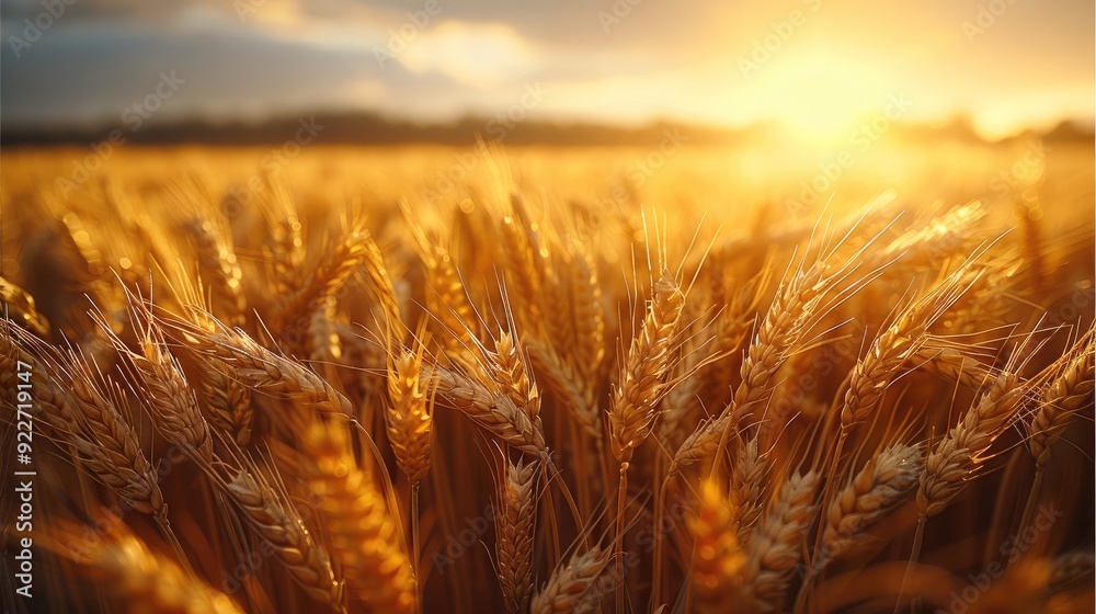 A field of wheat during the golden hour, with the sun rays creating a radiant, golden hue across the landscape. Generative AI. A field of wheat during the golden hour, with the sun rays creating a radiant, golden hue across the landscape. Generative AI.