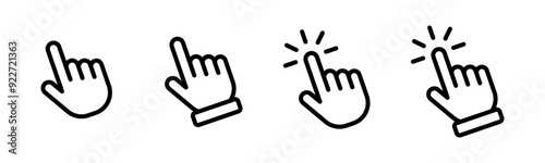 Hand cursor icon set