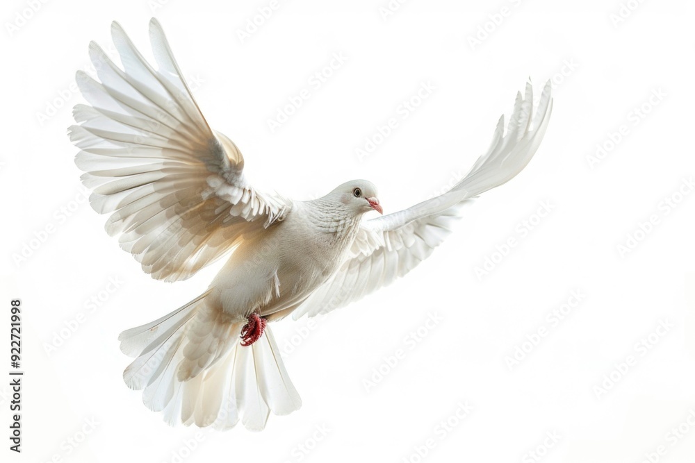 A white dove spreads its wings as it soars through the air, creating a sense of freedom and peace A white dove spreads its wings as it soars through the air, creating a sense of freedom and peace