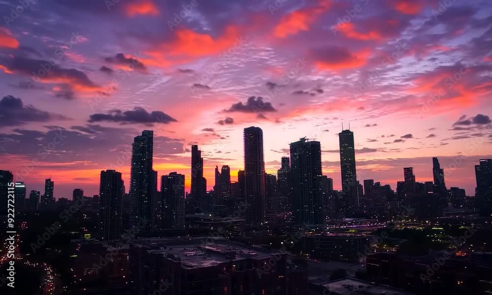 City Skyline at Sunset with Vibrant Sky City Skyline at Sunset with Vibrant Sky