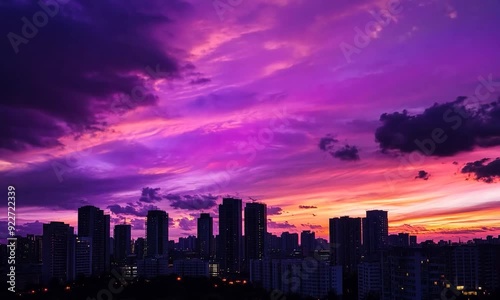 Wallpaper Mural City Skyline at Sunset with Vibrant Sky Torontodigital.ca