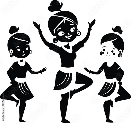 Illustration of Dancing Girls Silhouette Elements 