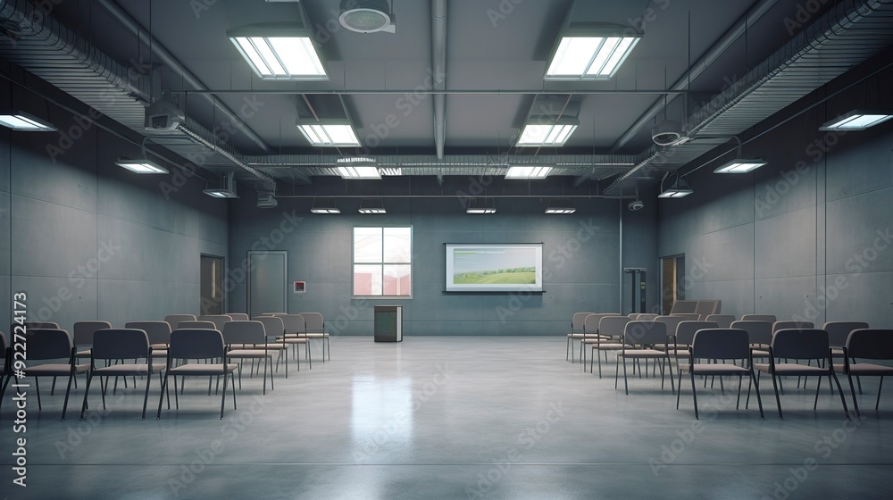 A photo of an empty construction safety meeting area. A photo of an empty construction safety meeting area.