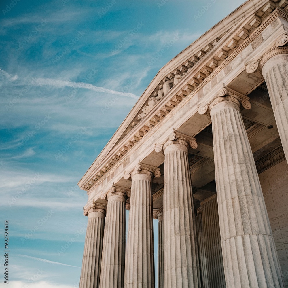 Obraz premium Architectural Structure of Law Buildings: A Closeup Look, Exploring the Intricate Architectural Details of Law Buildings, A Closeup View of the Architectural Structure of Law Buildings, 