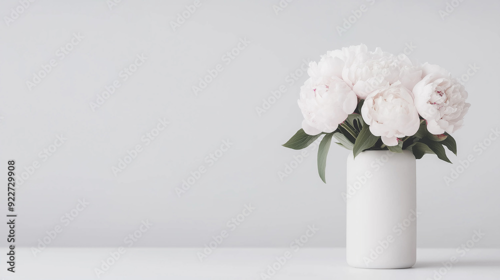 Minimalist white vase with elegant white peonies on a clean white background, perfect for modern decor, interior design, or floral-themed photography. Minimalist white vase with elegant white peonies on a clean white background, perfect for modern decor, interior design, or floral-themed photography.