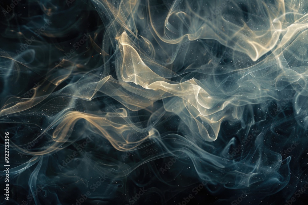 A close-up view of smoke on a dark background, suitable for use in scenarios where a subtle atmospheric effect is needed