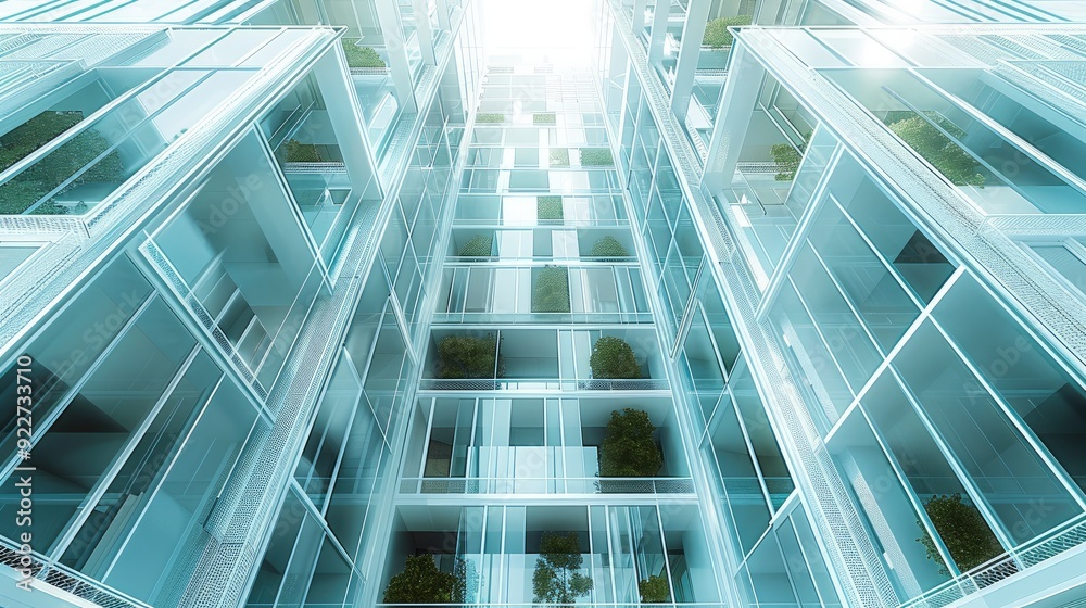 Obraz premium Visualization of report measuring datas from a big building for energy efficiency report, HVAC, green building. Generative AI.