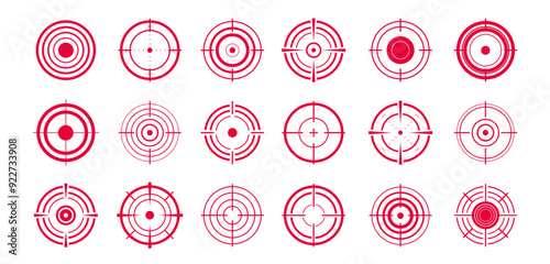 Red target icons. Sniper symbol, crosshair and aim sign. Vector illustration EPS10