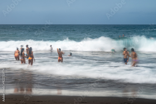 Bathers Enjoying Bollullo Beach In Tenerife, Canary Islands