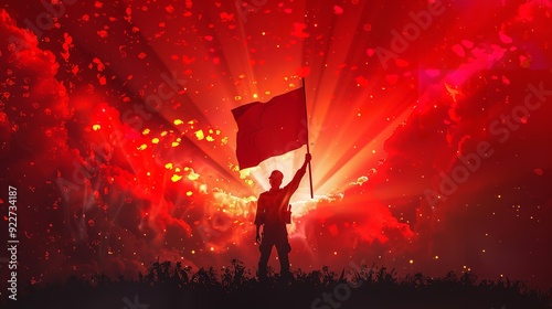 Hand holding red and white flag of Indonesia