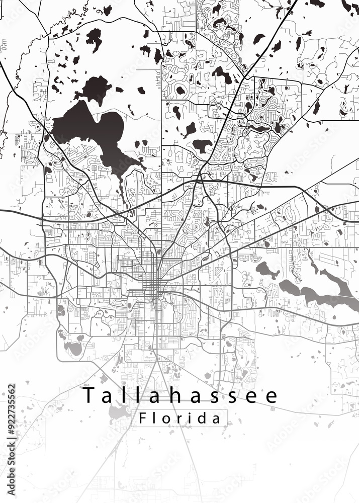 Minimalist white map of Tallahassee, Florida – A modern map print highlighting infrastructure of the city, useful for tourism purposes
Minimalist white map of Tallahassee, Florida – A modern map print highlighting infrastructure of the city, useful for tourism purposes