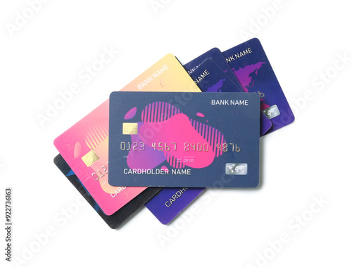Credit cards on white backg...