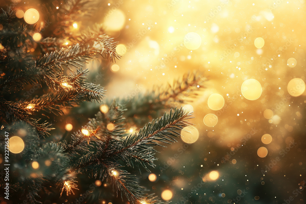 A close-up of evergreen pine branches with soft, warm lighting, creating a festive atmosphere. The blurred background adds a golden glow, perfect for Christmas themes. A close-up of evergreen pine branches with soft, warm lighting, creating a festive atmosphere. The blurred background adds a golden glow, perfect for Christmas themes.
