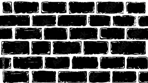 Brick wall with exposed mortar joints and alternating brick courses, vector illustration art
