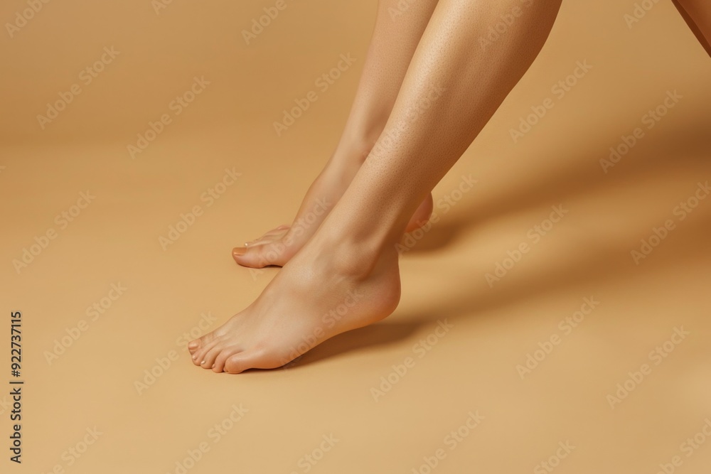 A close-up shot of a person's bare legs, suitable for use in beauty or health-related contexts A close-up shot of a person's bare legs, suitable for use in beauty or health-related contexts