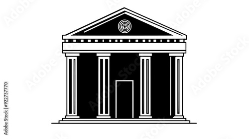 Financial institution with tall columns and a grand entryway, vector illustration art
