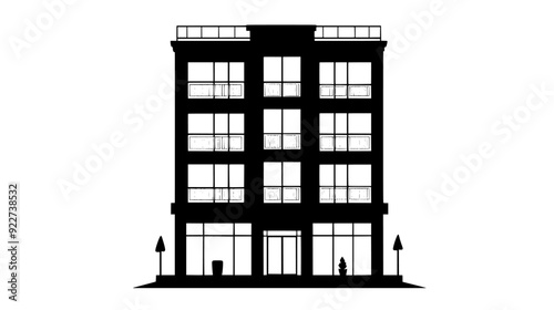 Multi-story building with ground-floor boutiques and upper-level professional offices, vector illustration art