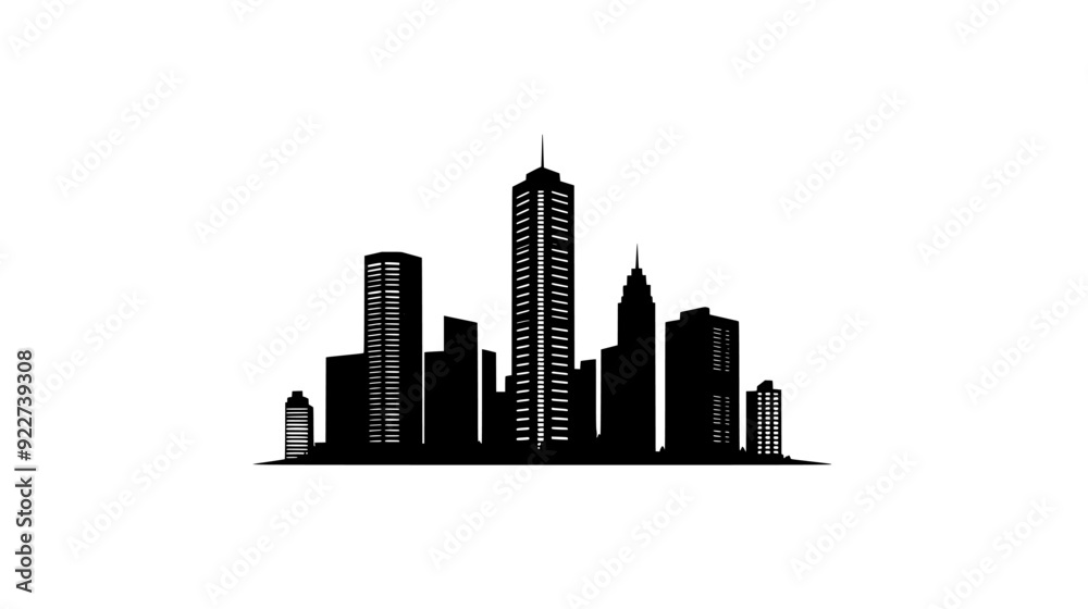 Obraz premium Towering skyscraper with broad base and series of setback levels, vector illustration art
