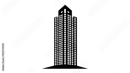 Towering skyscraper with broad base and series of setback levels, vector illustration art