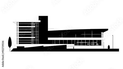 A university building with a traditional design, expansive lawns, and numerous lecture halls, vector illustration art
