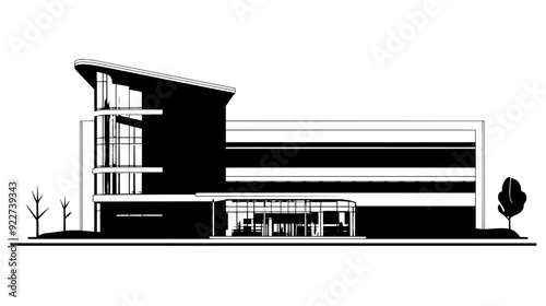 A university building with a traditional design, expansive lawns, and numerous lecture halls, vector illustration art