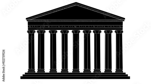An ancient temple featuring columns and a triangular pediment, vector illustration art