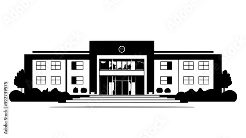 Art gallery complex with display rooms and a prominent main entrance, vector illustration art