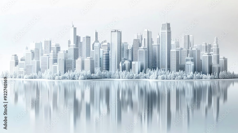 A cityscape design, 3D render, sleek and modern, isolated on white background. Generative AI. A cityscape design, 3D render, sleek and modern, isolated on white background. Generative AI.
