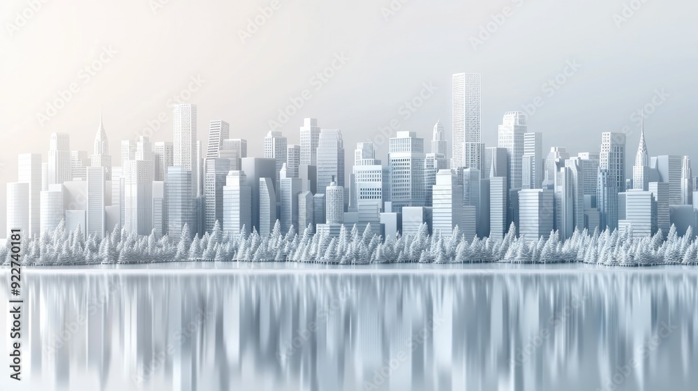 A cityscape design, 3D render, sleek and modern, isolated on white background. Generative AI. A cityscape design, 3D render, sleek and modern, isolated on white background. Generative AI.