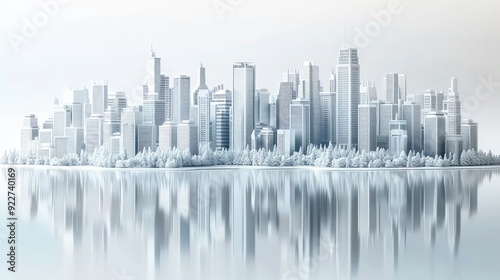 A cityscape design, 3D render, sleek and modern, isolated on white background. Generative AI.