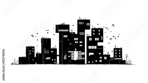 Series of stackable modules forming a complex, multi-functional urban development, vector illustration art
